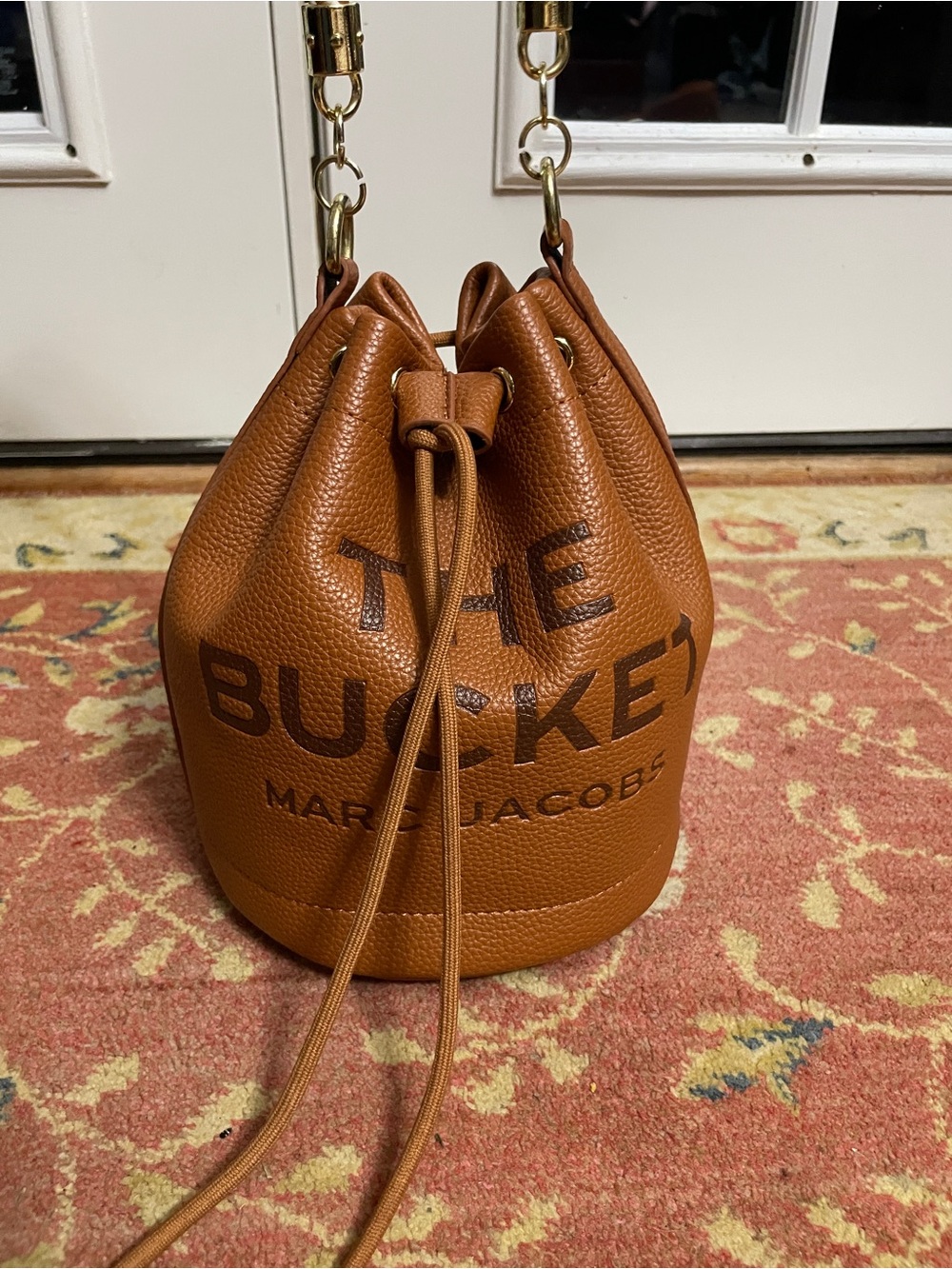 Marc Jacobs Cognac Pebbled Leather 'The Bucket' Drawstring Bag